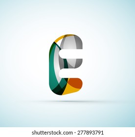 Vector alphabet letter logo. Created with transparent colorful overlapping geometric shapes, waves and flowing shapes
