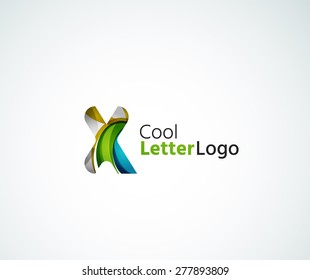 Vector alphabet letter logo. Created with transparent colorful overlapping geometric shapes, waves and flowing elements