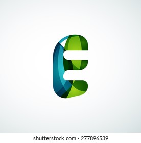 Vector alphabet letter logo. Created with transparent colorful overlapping geometric shapes, waves and flowing shapes