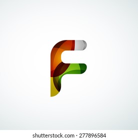 Vector alphabet letter logo. Created with transparent colorful overlapping geometric shapes, waves and flowing shapes