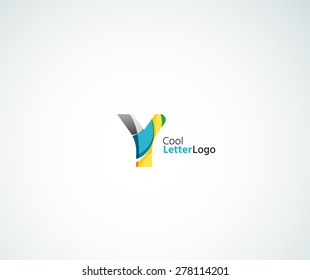 Logo de la letra vectorial. Creado con formas geométricas, ondas y elementos fluidos transparentes y coloridos