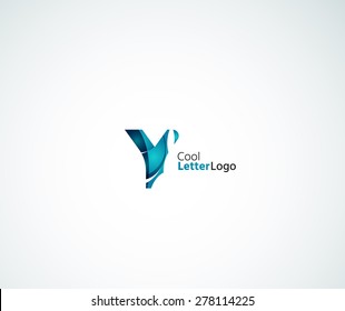 Vector alphabet letter logo. Created with transparent colorful overlapping geometric shapes, waves and flowing elements