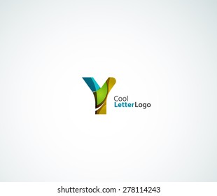 Vector alphabet letter logo. Created with transparent colorful overlapping geometric shapes, waves and flowing elements