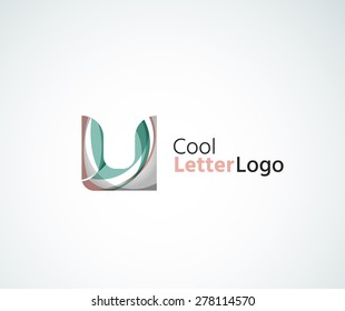 Logo de la letra vectorial. Creado con formas geométricas, ondas y elementos fluidos transparentes y coloridos