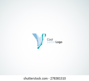 Vector alphabet letter logo. Created with transparent colorful overlapping geometric shapes, waves and flowing elements