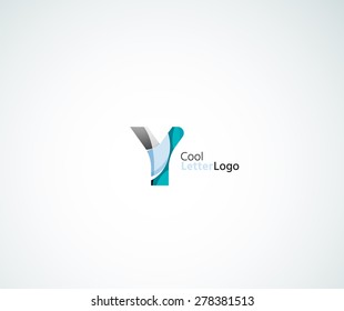 Vector alphabet letter logo. Created with transparent colorful overlapping geometric shapes, waves and flowing elements