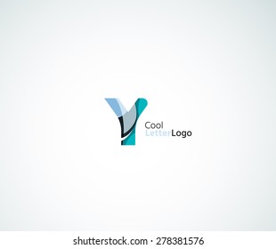 Vector alphabet letter logo. Created with transparent colorful overlapping geometric shapes, waves and flowing elements