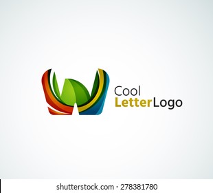 Vector alphabet letter logo. Created with transparent colorful overlapping geometric shapes, waves and flowing elements