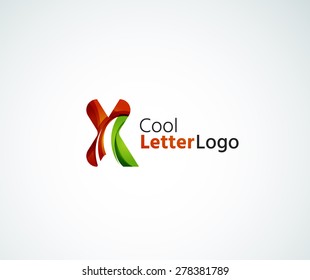 Vector alphabet letter logo. Created with transparent colorful overlapping geometric shapes, waves and flowing elements