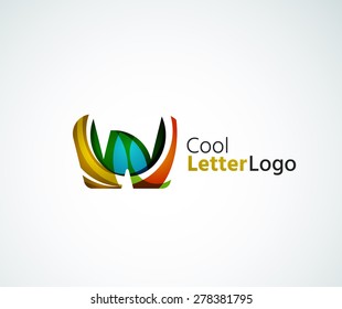 Logo de la letra vectorial. Creado con formas geométricas, ondas y elementos fluidos transparentes y coloridos