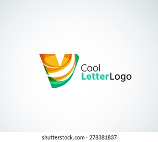 Logo de la letra vectorial. Creado con formas geométricas, ondas y elementos fluidos transparentes y coloridos