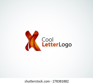 Vector alphabet letter logo. Created with transparent colorful overlapping geometric shapes, waves and flowing elements