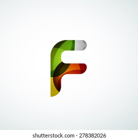 Vector alphabet letter logo. Created with transparent colorful overlapping geometric shapes, waves and flowing shapes