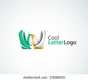 Vector alphabet letter logo. Created with transparent colorful overlapping geometric shapes, waves and flowing elements