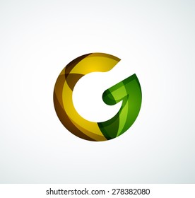 Vector alphabet letter logo. Created with transparent colorful overlapping geometric shapes, waves and flowing shapes