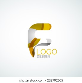 Logo für Vektoralphabeten-Buchstaben. Kreiert mit transparenten, sich überlappenden geometrischen Formen, Wellen und fließenden Formen