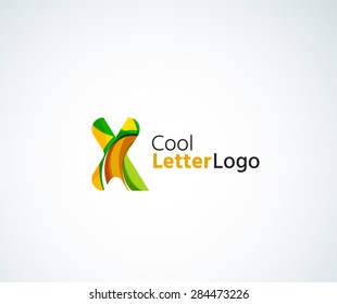 Vector alphabet letter logo. Created with transparent colorful overlapping geometric shapes, waves and flowing elements