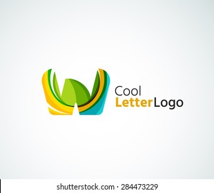 Vector alphabet letter logo. Created with transparent colorful overlapping geometric shapes, waves and flowing elements
