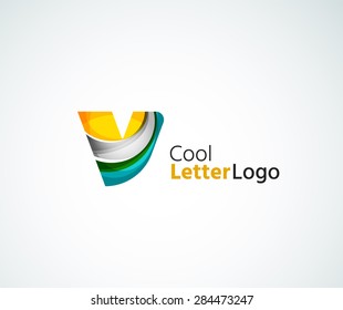 Logo de la letra vectorial. Creado con formas geométricas, ondas y elementos fluidos transparentes y coloridos
