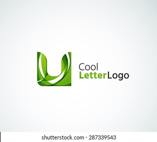 Logo de la letra vectorial. Creado con formas geométricas, ondas y elementos fluidos transparentes y coloridos