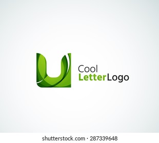 Vector alphabet letter logo. Created with transparent colorful overlapping geometric shapes, waves and flowing elements