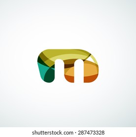 Vector alphabet letter logo. Created with transparent colorful overlapping geometric shapes, waves and flowing shapes