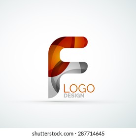 Logo de la letra vectorial. Creado con formas geométricas, ondas y formas fluidas transparentes y coloridas