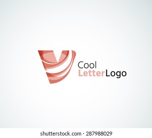 Logo für Vektoralphabeten-Buchstaben. Kreiert mit transparenten, sich überlappenden geometrischen Formen, Wellen und fließenden Elementen