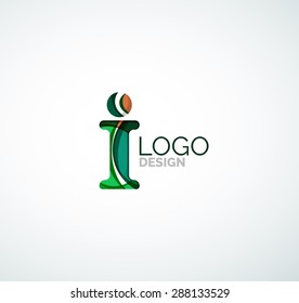 Vector alphabet letter logo. Created with transparent colorful overlapping geometric shapes, waves and flowing shapes