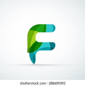Logo für Vektoralphabeten-Buchstaben. Kreiert mit transparenten, sich überlappenden geometrischen Formen, Wellen und fließenden Formen