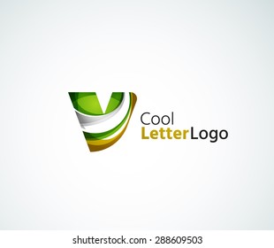 Vector alphabet letter logo. Created with transparent colorful overlapping geometric shapes, waves and flowing elements