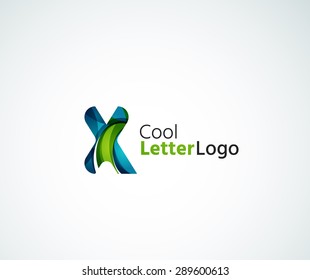 Vector alphabet letter logo. Created with transparent colorful overlapping geometric shapes, waves and flowing elements