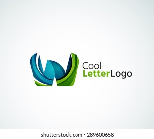 Logo de la letra vectorial. Creado con formas geométricas, ondas y elementos fluidos transparentes y coloridos