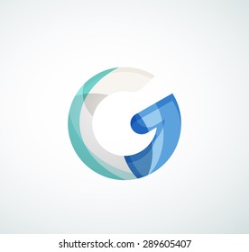 Vector alphabet letter logo. Created with transparent colorful overlapping geometric shapes, waves and flowing shapes