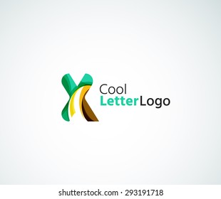 Logo de la letra vectorial. Creado con formas geométricas, ondas y elementos fluidos transparentes y coloridos