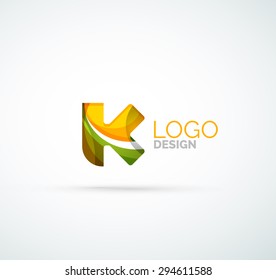 Vector alphabet letter logo. Created with transparent colorful overlapping geometric shapes, waves and flowing shapes