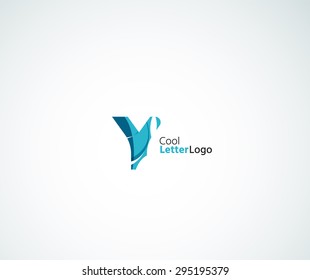 Vector alphabet letter logo. Created with transparent colorful overlapping geometric shapes, waves and flowing elements