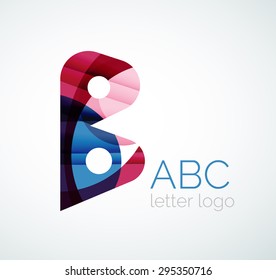 Vector alphabet letter logo. Created with transparent colorful overlapping geometric shapes, waves and flowing shapes