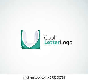 Logo de la letra vectorial. Creado con formas geométricas, ondas y elementos fluidos transparentes y coloridos