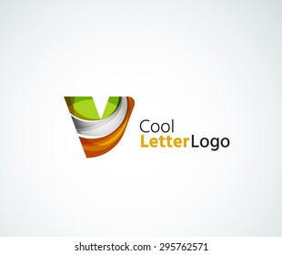 Vector alphabet letter logo. Created with transparent colorful overlapping geometric shapes, waves and flowing elements