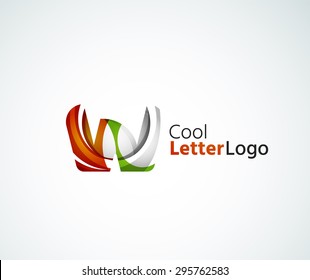 Vector alphabet letter logo. Created with transparent colorful overlapping geometric shapes, waves and flowing elements