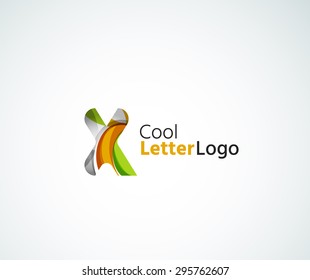 Logo de la letra vectorial. Creado con formas geométricas, ondas y elementos fluidos transparentes y coloridos
