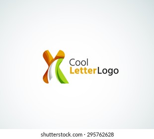 Vector alphabet letter logo. Created with transparent colorful overlapping geometric shapes, waves and flowing elements