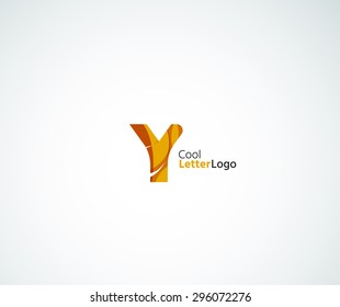 Vector alphabet letter logo. Created with transparent colorful overlapping geometric shapes, waves and flowing elements