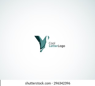 Vector alphabet letter logo. Created with transparent colorful overlapping geometric shapes, waves and flowing elements