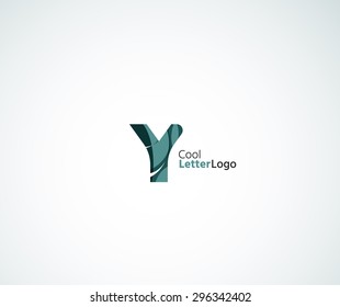 Vector alphabet letter logo. Created with transparent colorful overlapping geometric shapes, waves and flowing elements