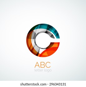 Vector alphabet letter logo. Created with transparent colorful overlapping geometric shapes, waves and flowing shapes