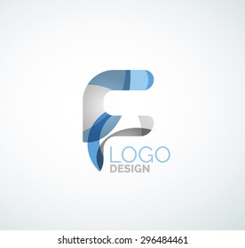 Vector alphabet letter logo. Created with transparent colorful overlapping geometric shapes, waves and flowing shapes