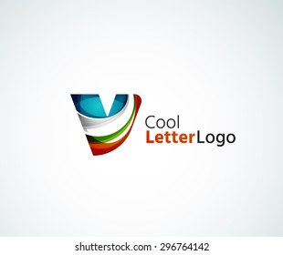 Vector alphabet letter logo. Created with transparent colorful overlapping geometric shapes, waves and flowing elements