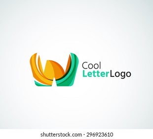 Vector alphabet letter logo. Created with transparent colorful overlapping geometric shapes, waves and flowing elements